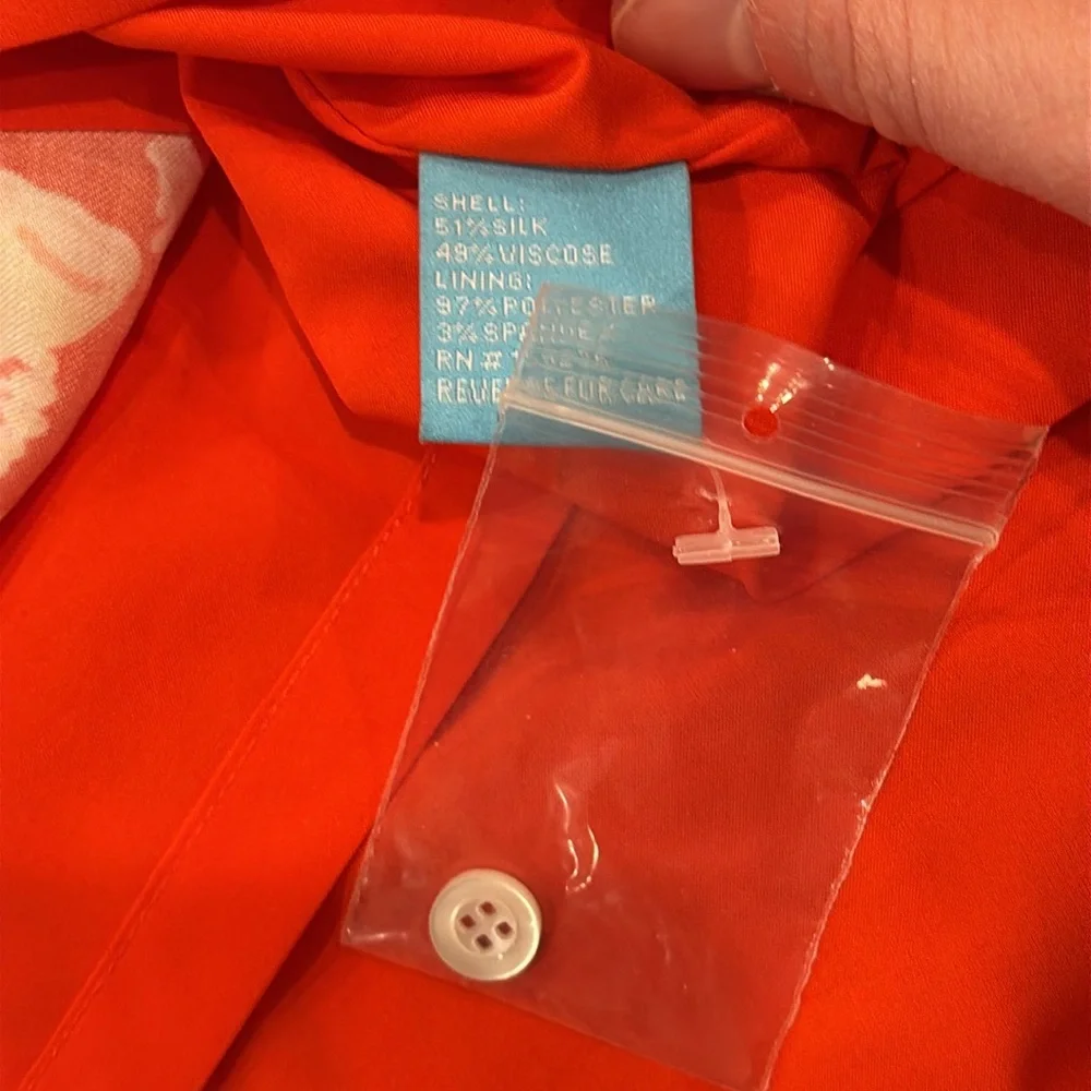 J. McLaughlin Harriet Silk Women’s Lined Floral Short Sleeve Red Dress, size XL - Picture 13 of 14